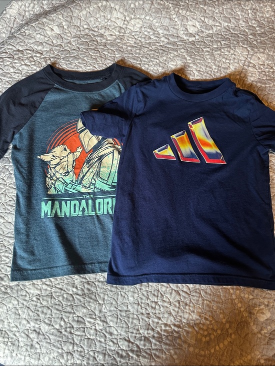 adidas Other - adidas Boys Navy Graphic Tee & Navy Raglan Star Wars Mandalorian Tee Set